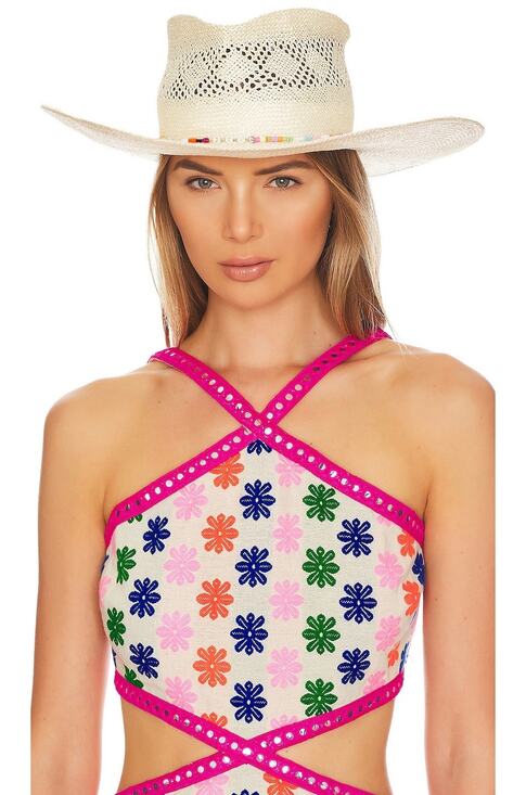 Gladys Tamez Millinery Bella Straw Cowboy Hat Beaded Band Natural Everyday S